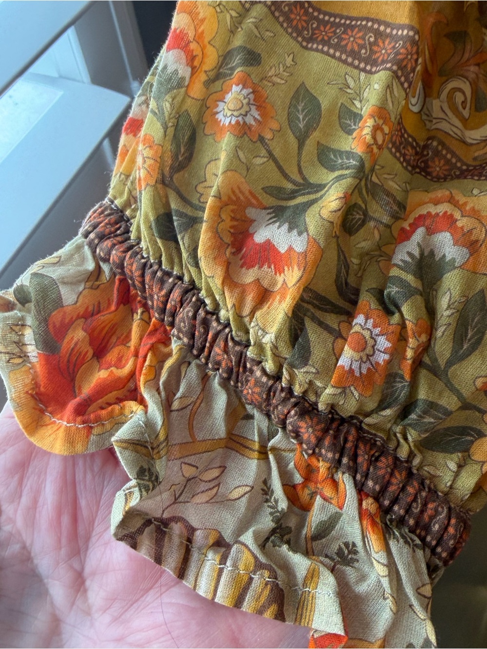 147~ Spell & The Gypsy Collective Boho Floral Peasant Top - Orange Floral Large - Picture 4 of 14